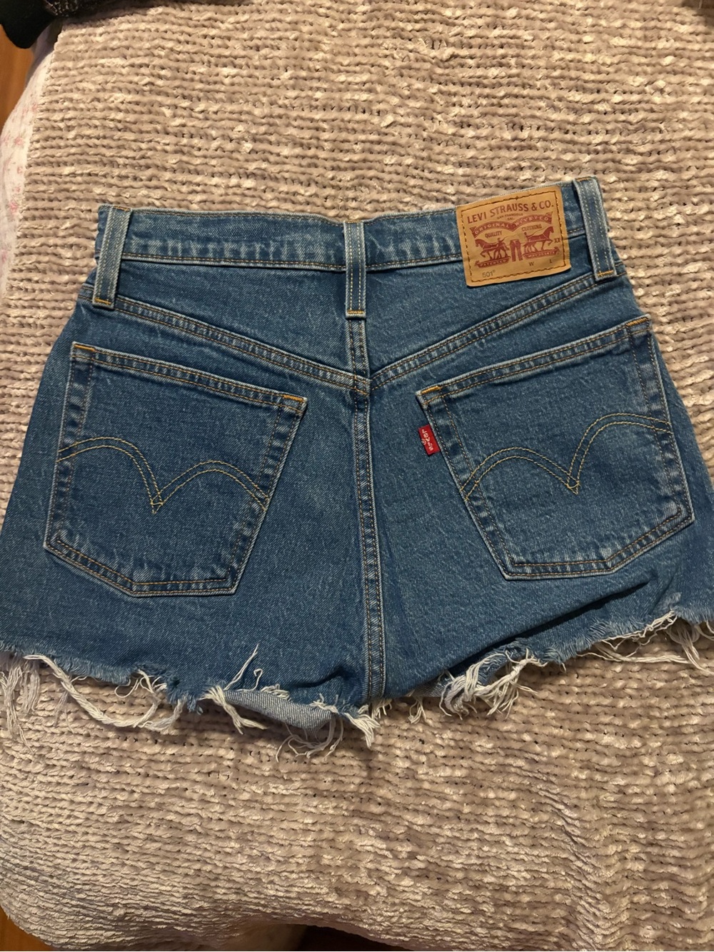 Levi's Vintage Blue Denim Frayed Cutoff Shorts